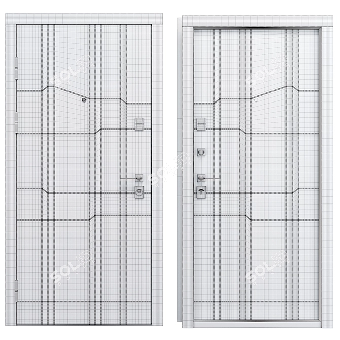 Mirage Metal Entry Door Set 3D model image 4