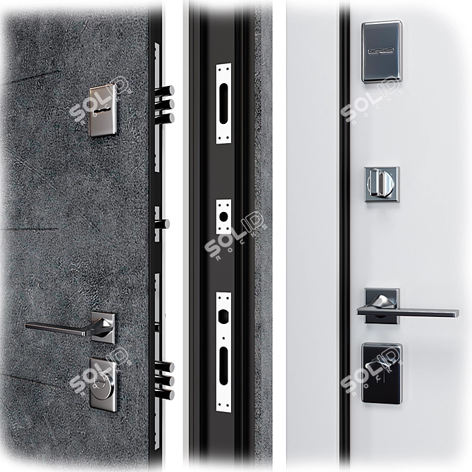 Metal Entry Door with Locks 3D model image 2