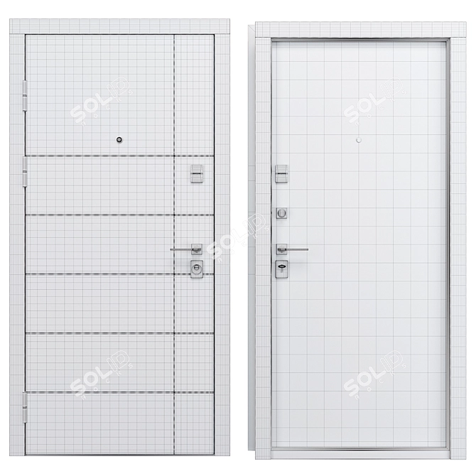 Metal Entry Door with Locks 3D model image 4