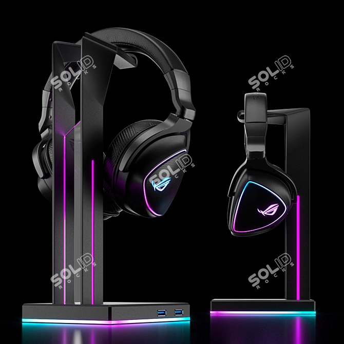 Asus Gaming Headset with Stand 3D model image 3