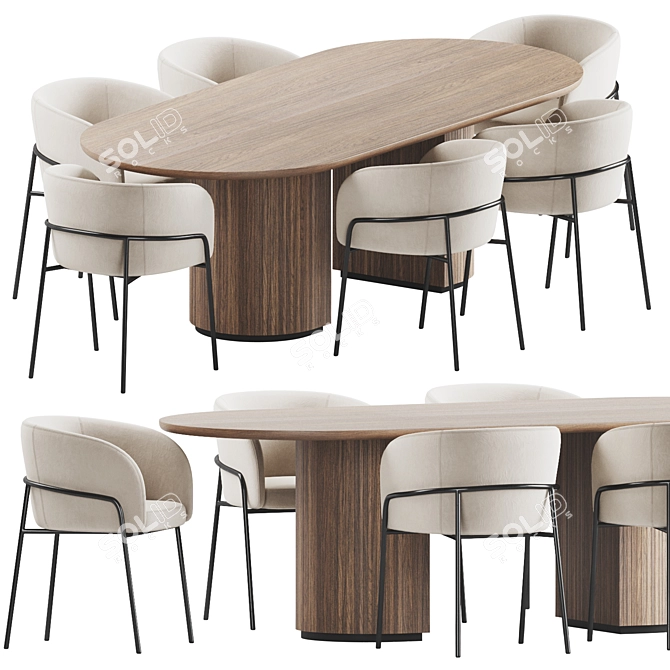 Modern Dining Set 3D Model 3D model image 1