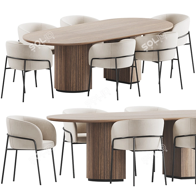 Modern Dining Set 3D Model 3D model image 2