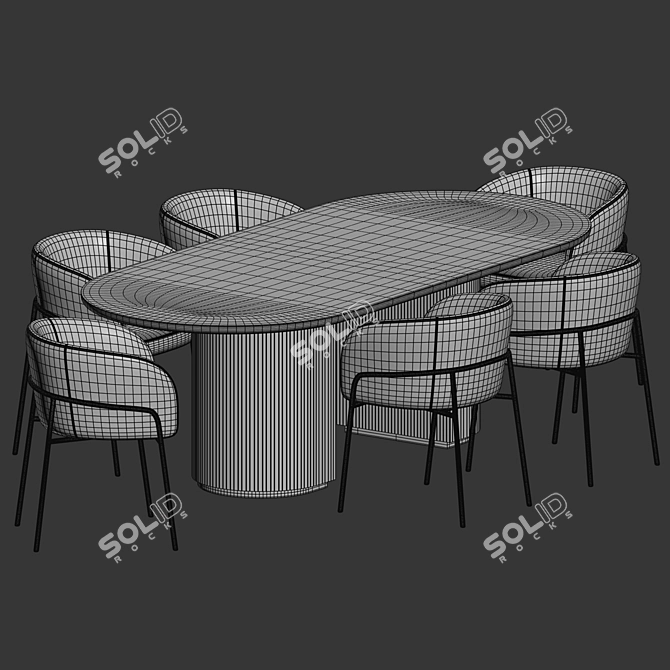 Modern Dining Set 3D Model 3D model image 3