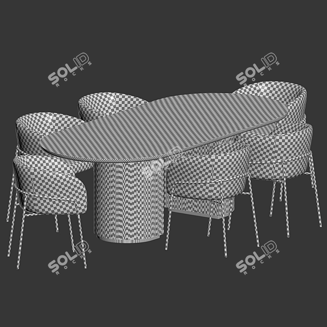 Modern Dining Set 3D Model 3D model image 4