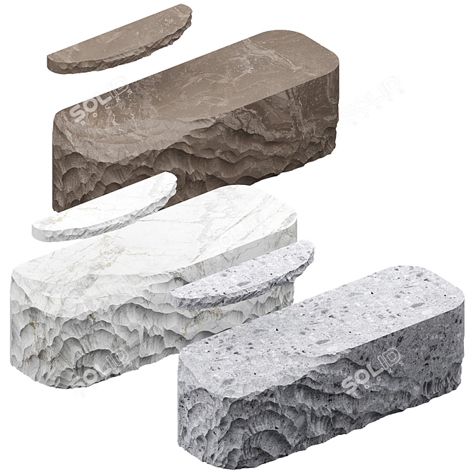 Hipoly Stone Slab Table Shelf 3D model image 2