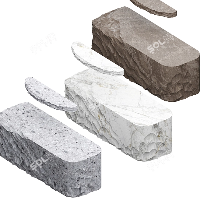 Hipoly Stone Slab Table Shelf 3D model image 3