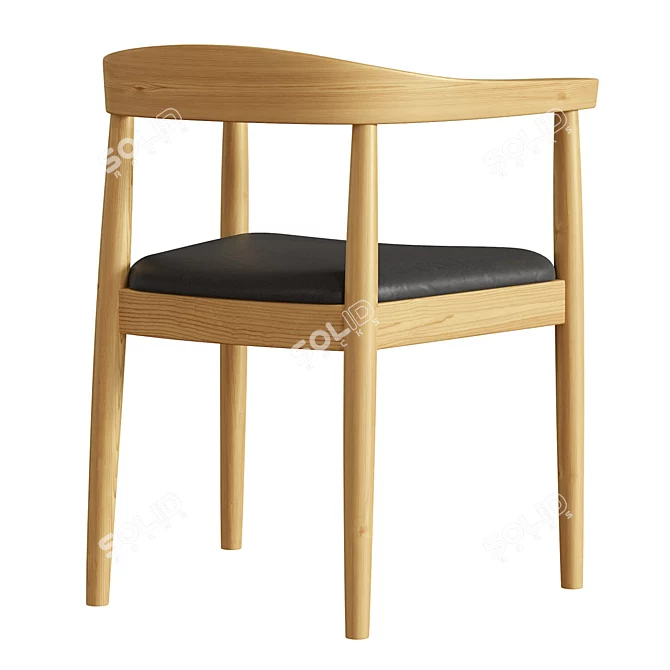 Elegant Walnut Wood Dining Chair 3D model image 3