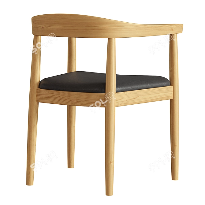 Elegant Walnut Wood Dining Chair 3D model image 7