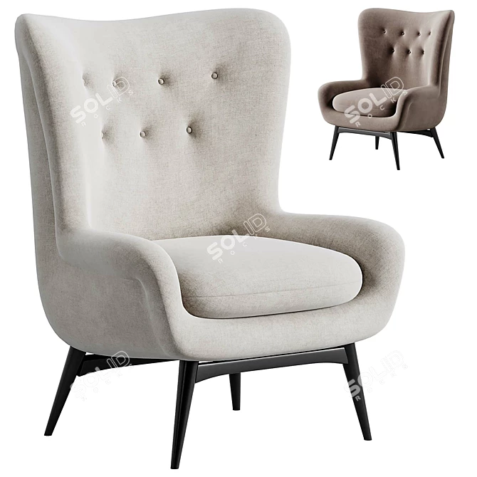 Luxurious Karpen Shearling Wingback Chairs 3D model image 1