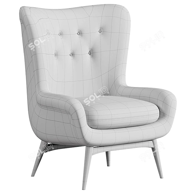 Luxurious Karpen Shearling Wingback Chairs 3D model image 5