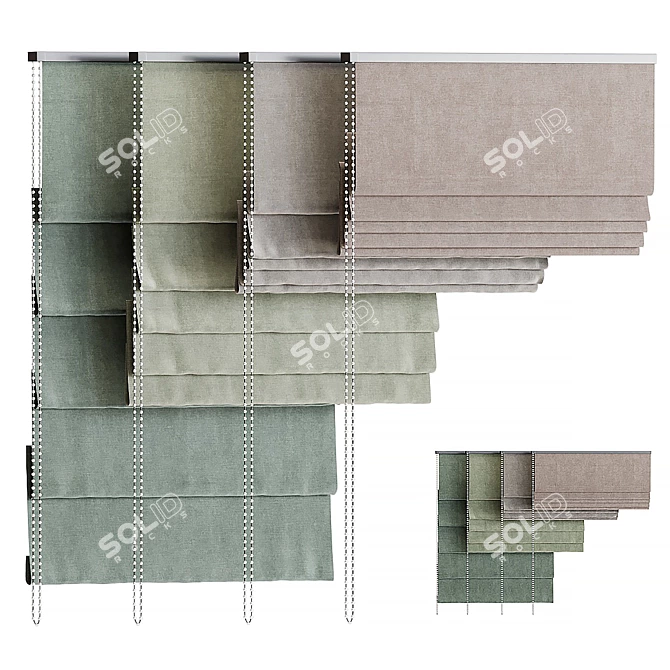  Classic Roman Curtain 01 3D model image 1