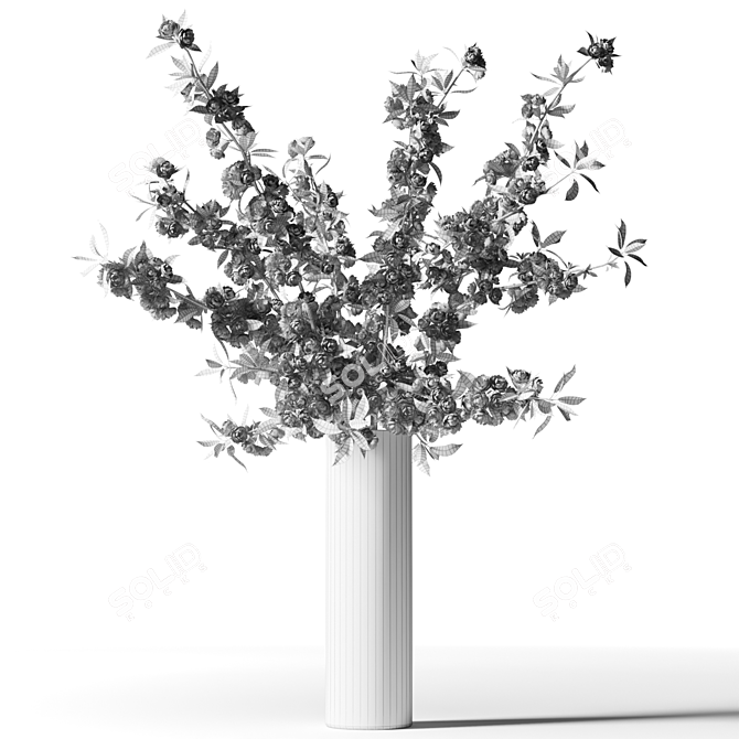 Spring Sakura Branches in White Vase 3D model image 2