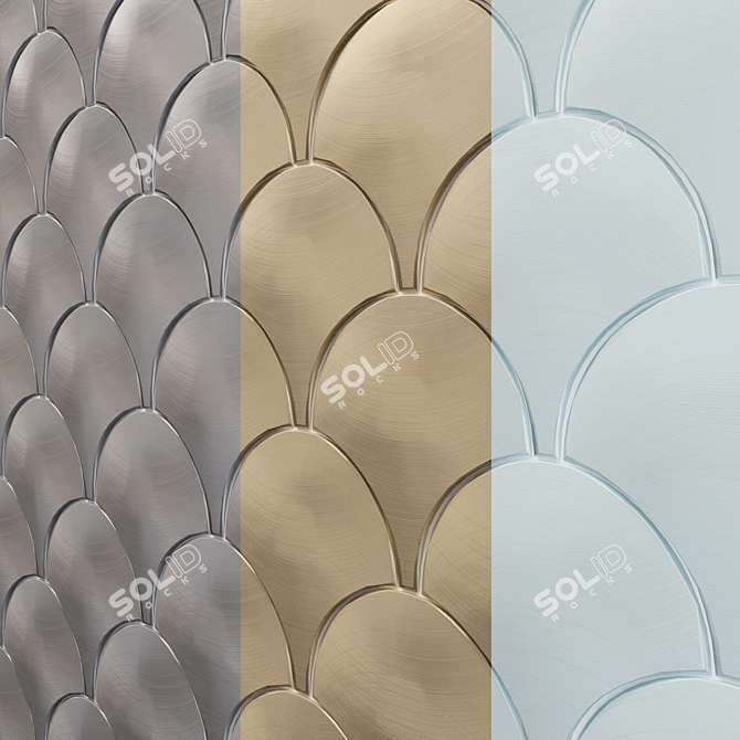 Luxury Metallic Mosaic Tile Set 3D model image 2