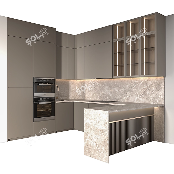 Modern Kitchen Interior 3D Model 3D model image 1