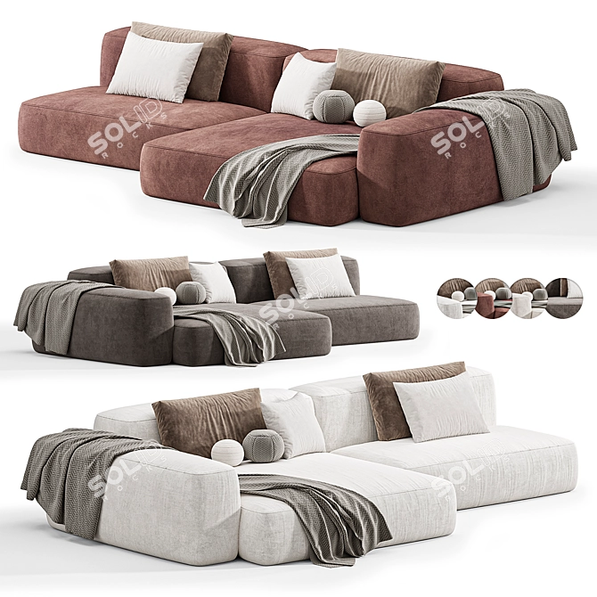 Contemporary Modular Sofa by Tamamm 3D model image 4