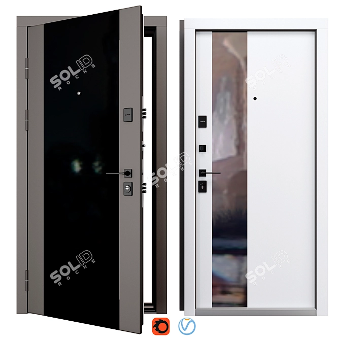 Reflect Berez Metal Entry Door 3D model image 1