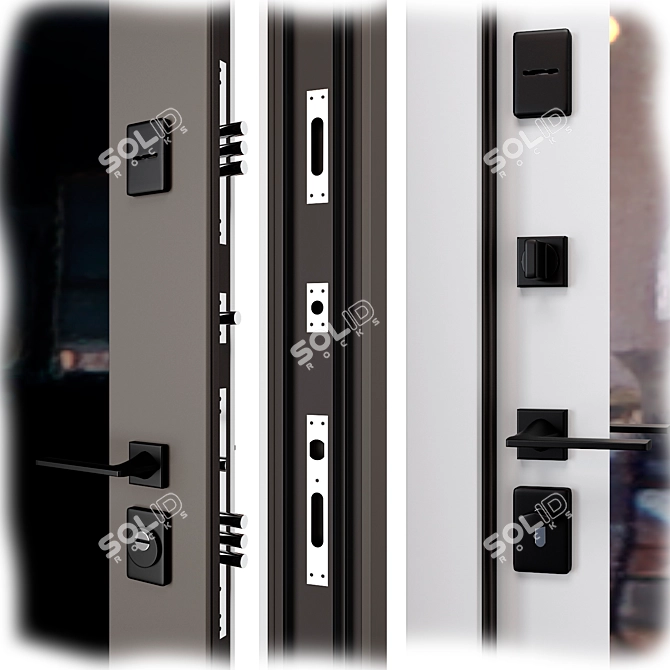 Reflect Berez Metal Entry Door 3D model image 2