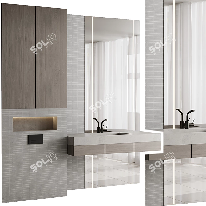 Modern Bathroom Furniture Set 3D model image 1