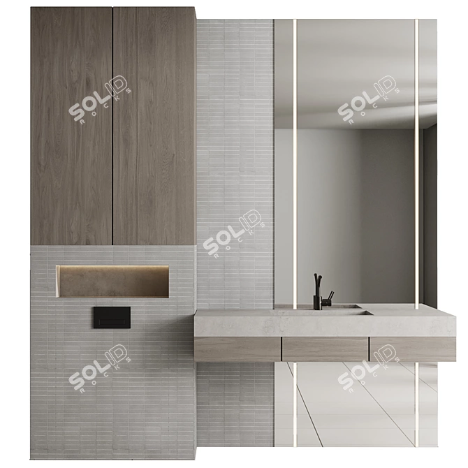 Modern Bathroom Furniture Set 3D model image 2