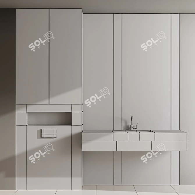 Modern Bathroom Furniture Set 3D model image 5