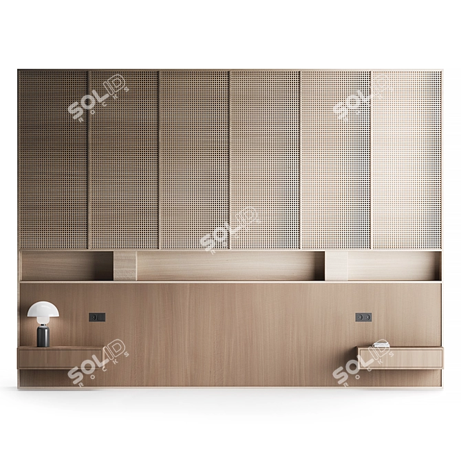 Wooden Bedroom Panel Set 3D model image 2