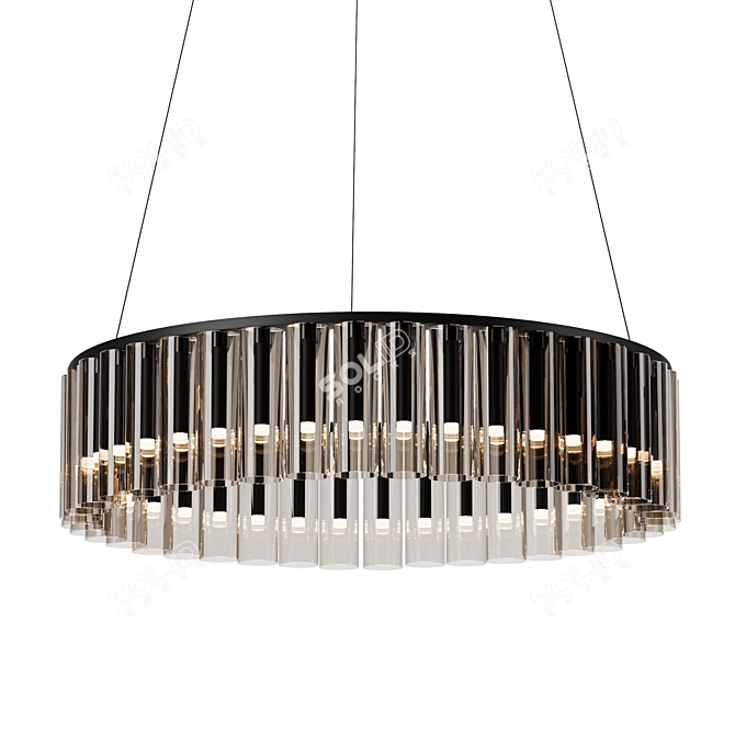 Tinted Glass Ring LED Chandelier 3D model image 1