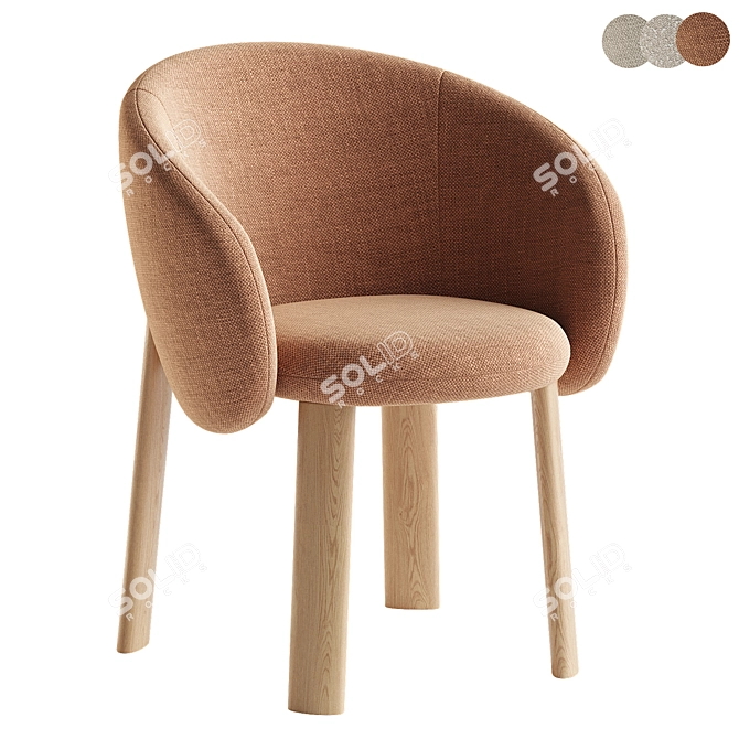 Nebula Wooden Sculptural Chair 3D model image 1