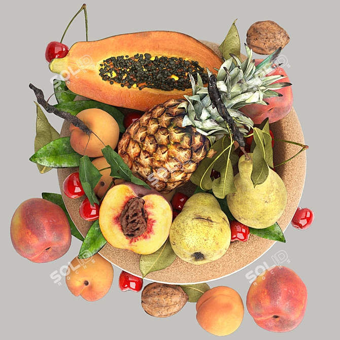 Tropical Fruits Bowl 3D Model 3D model image 3