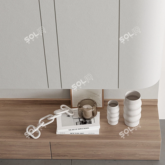 Minimal TV Wall Set with Fireplace 3D model image 5