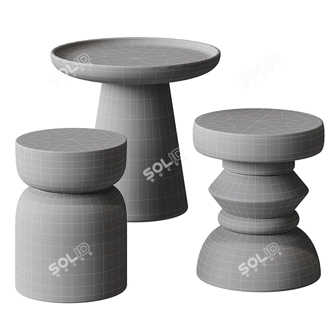 Modern Teak Side Table Hosts 3D model image 5