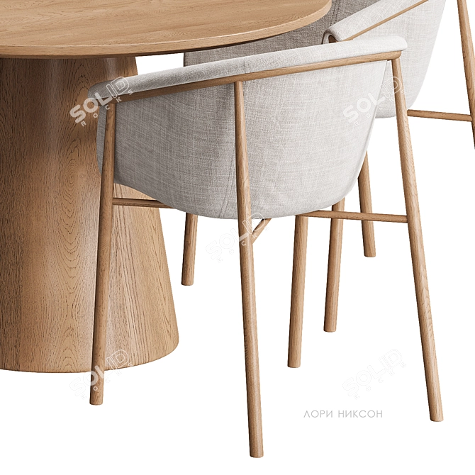 Scandinavian Dining Table Set 3D model image 3