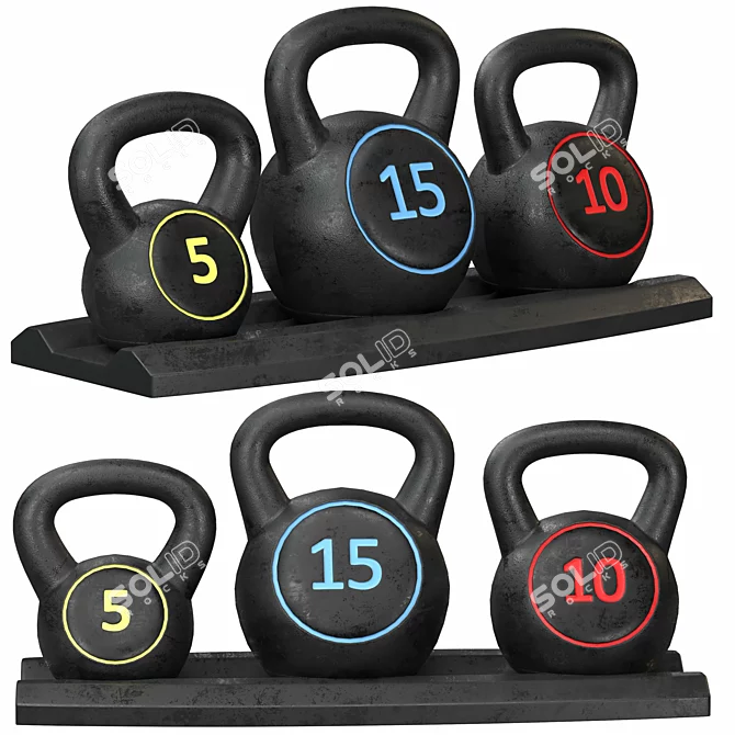 Zeny HDPE Kettlebell Set Rack 3D model image 1