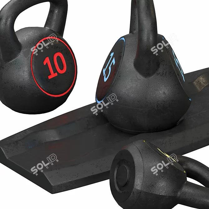 Zeny HDPE Kettlebell Set Rack 3D model image 2