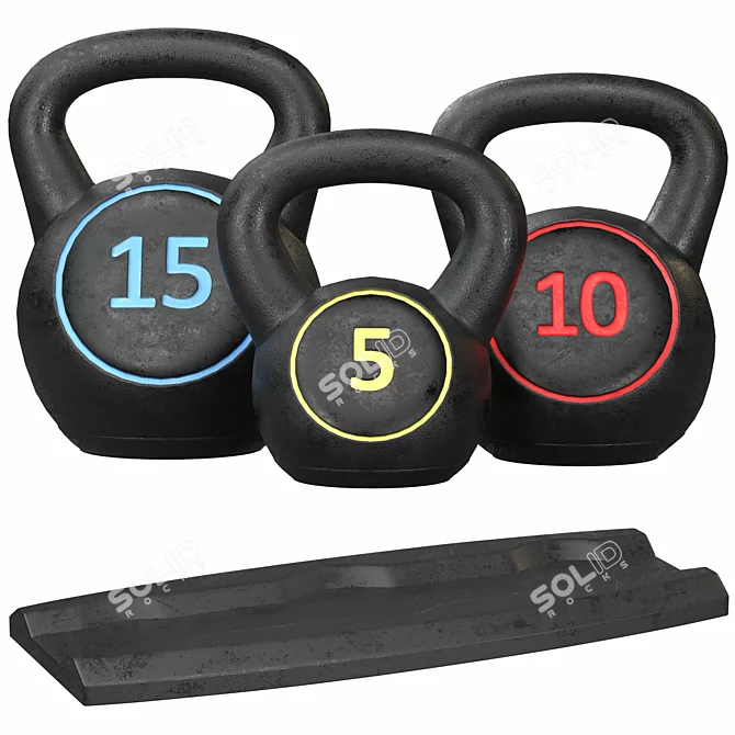 Zeny HDPE Kettlebell Set Rack 3D model image 4