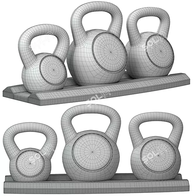 Zeny HDPE Kettlebell Set Rack 3D model image 5