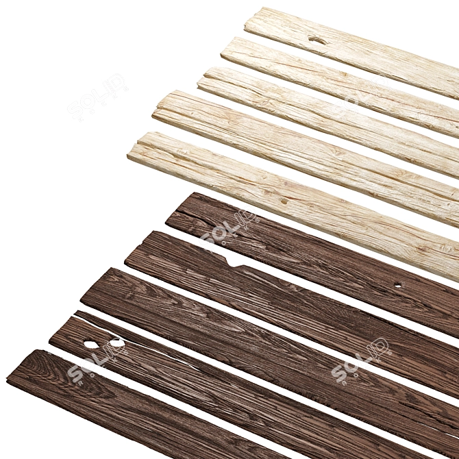 Vintage Wooden Boards Set 24 3D model image 1