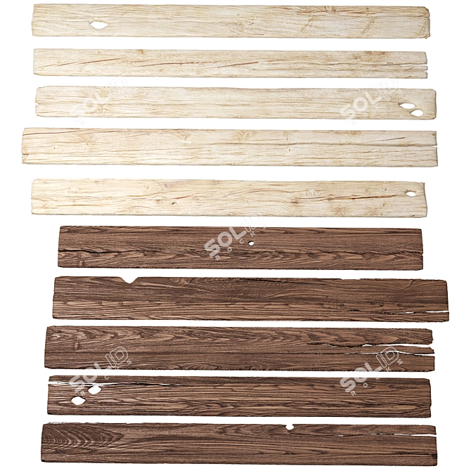Vintage Wooden Boards Set 24 3D model image 2