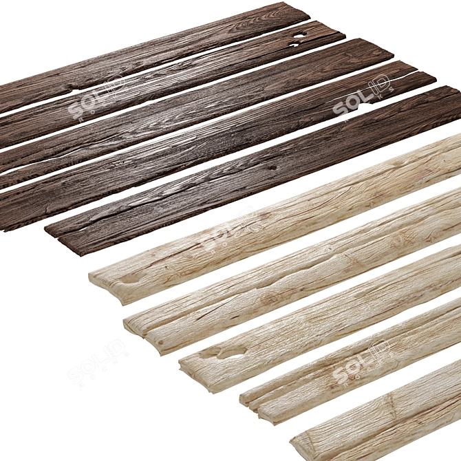Vintage Wooden Boards Set 24 3D model image 3
