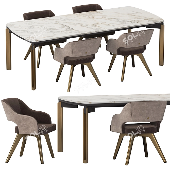 Modern Mirage 36 Dining Set 3D model image 1