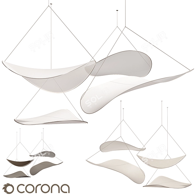 Modern Fabric Suspension Lights Fixture 3D model image 1