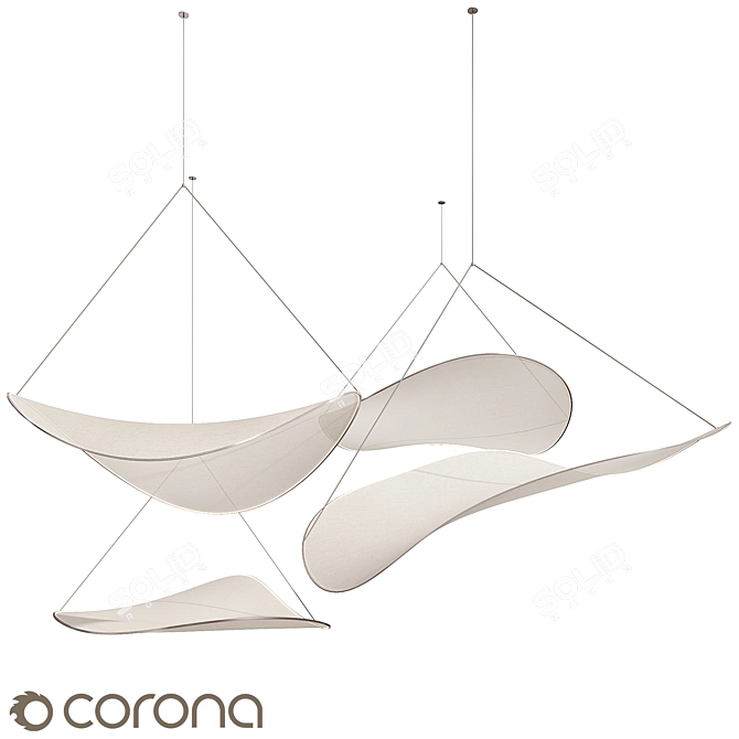 Modern Fabric Suspension Lights Fixture 3D model image 2