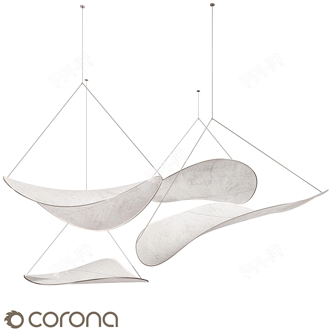 Modern Fabric Suspension Lights Fixture 3D model image 3