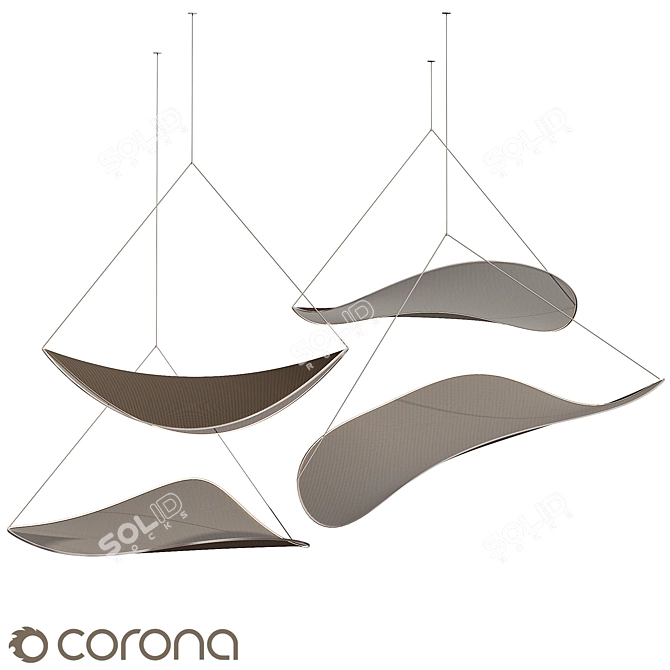 Modern Fabric Suspension Lights Fixture 3D model image 4