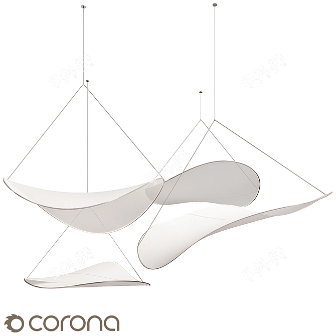 Modern Fabric Suspension Lights Fixture 3D model image 6