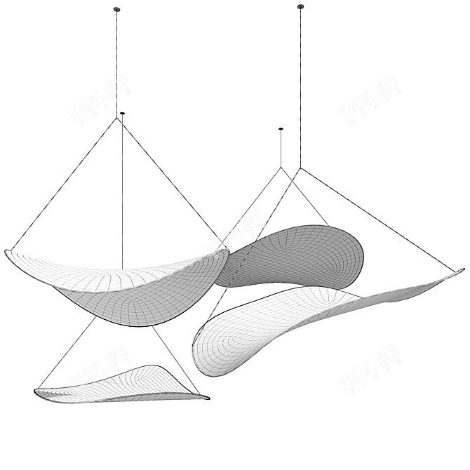 Modern Fabric Suspension Lights Fixture 3D model image 7