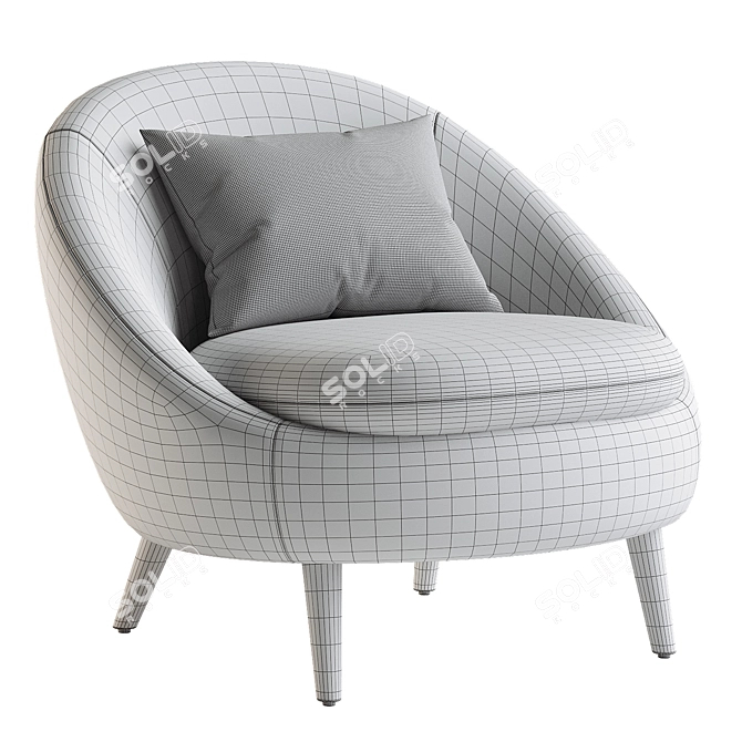 Plush Lounge Chair - 3D Model 3D model image 4