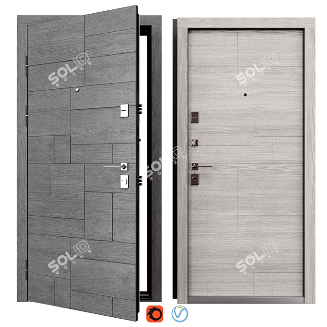 Piramis Metal Door 900x2050 mm 3D model image 1