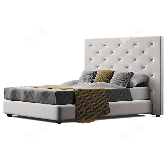 Rylee Velvet Platform Bed 3D model image 3
