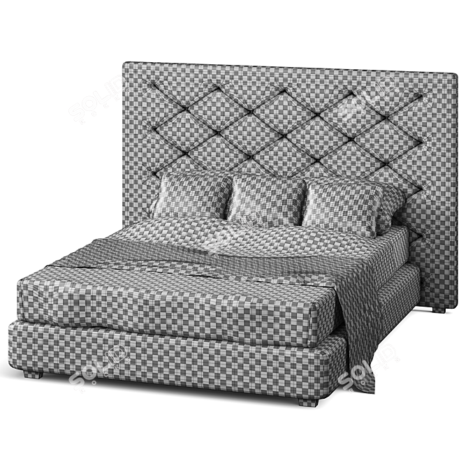 Rylee Velvet Platform Bed 3D model image 6