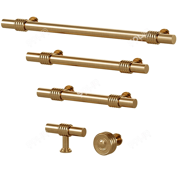 Brass Grove Handles & Knobs 3D model image 1